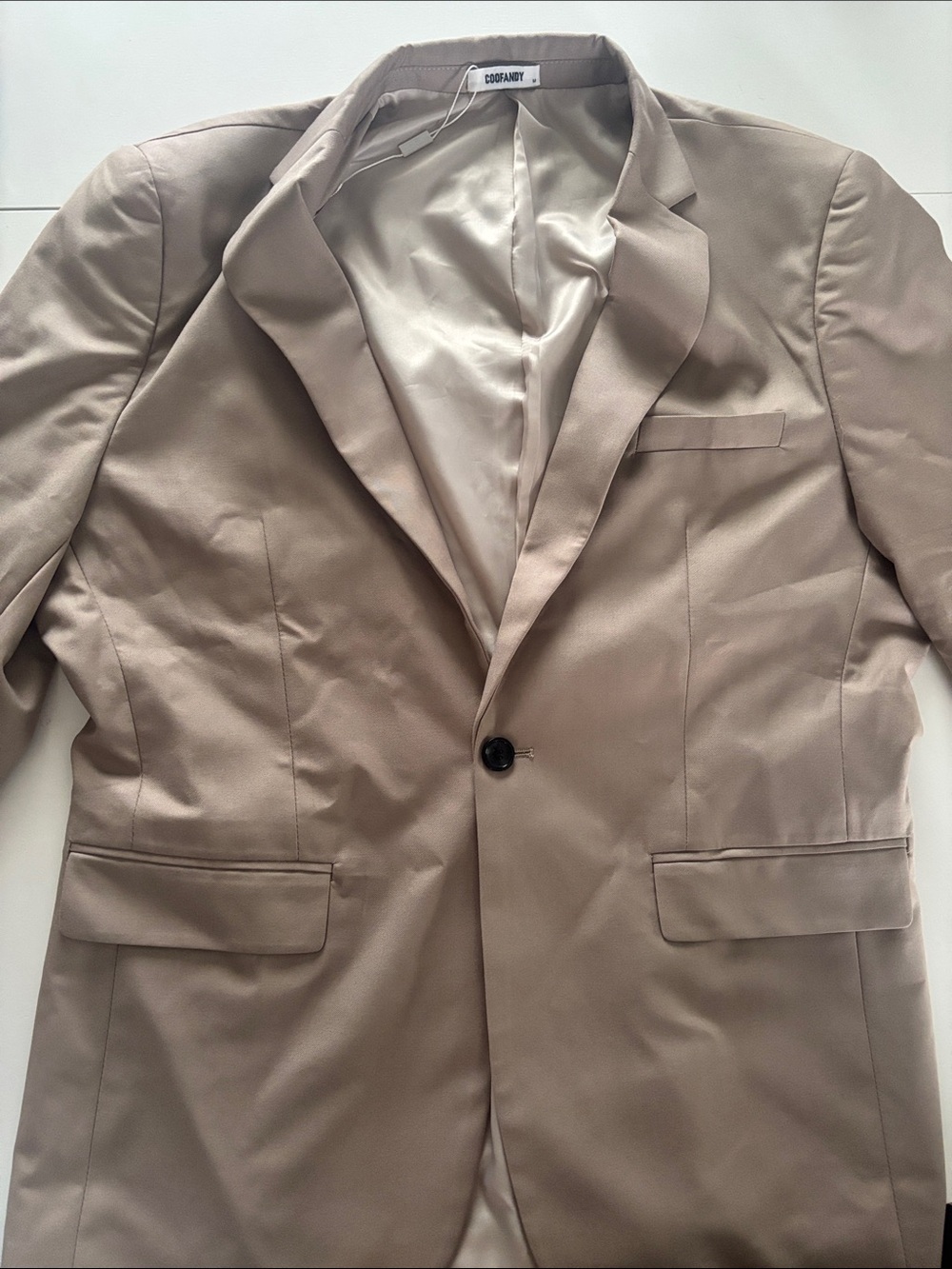 Men's Taupe Single-Breasted Blazer Coofandy